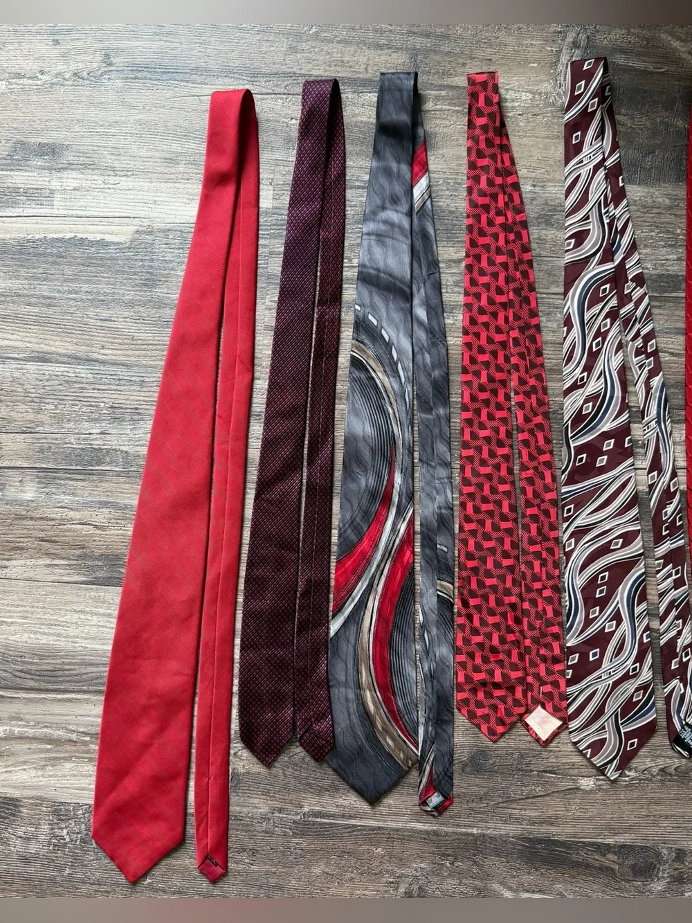 Lot of 6 red themed men’s classic neck ties Hagger Arrow Adolfo, Venezia, Botany